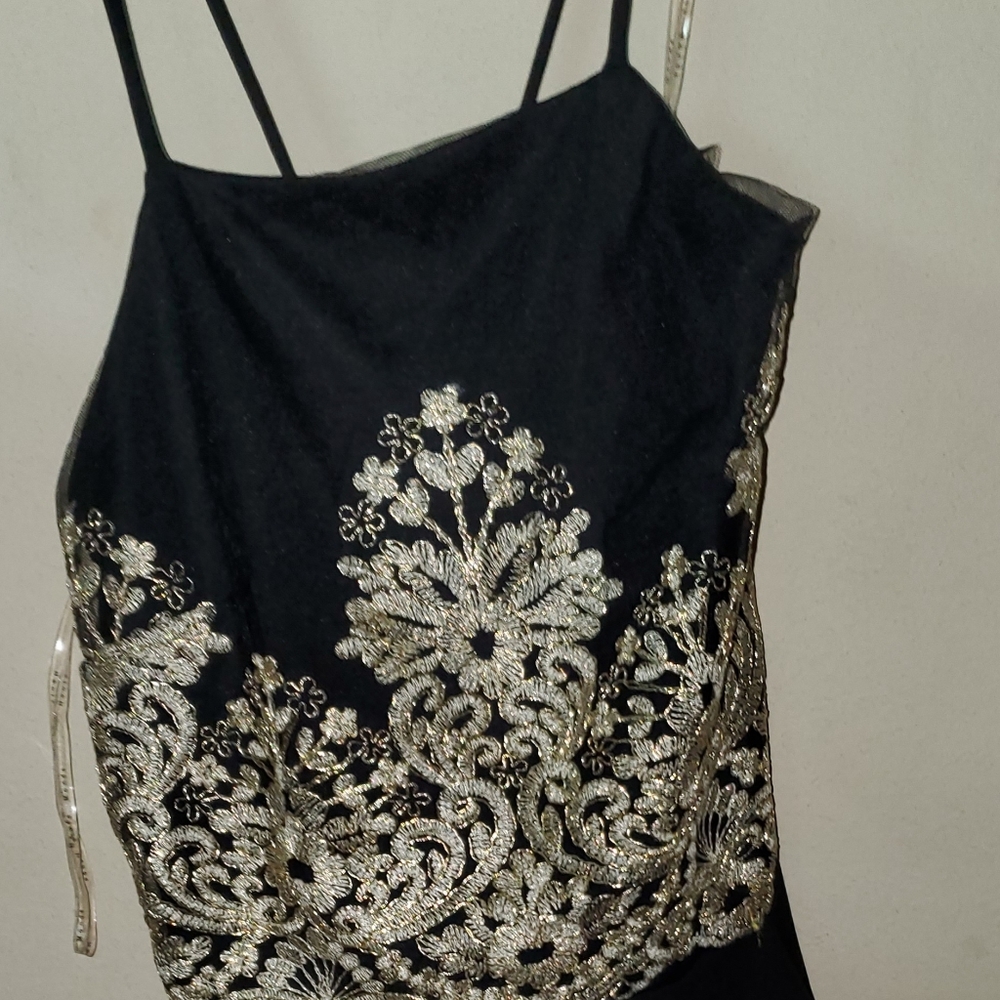 Black a gold dress
